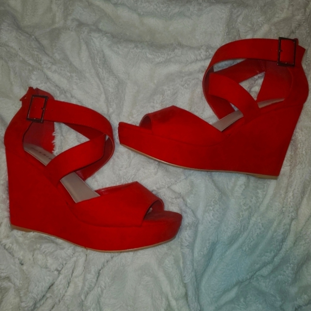 LTB Size 13 Or 12 Torrid Red Wedge Espadrille - Picture 2 of 9
